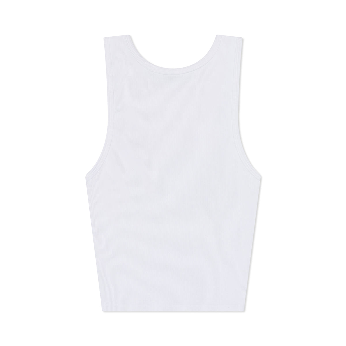 Womens B.U.M. Equipment cropped tank in white, laid flat
