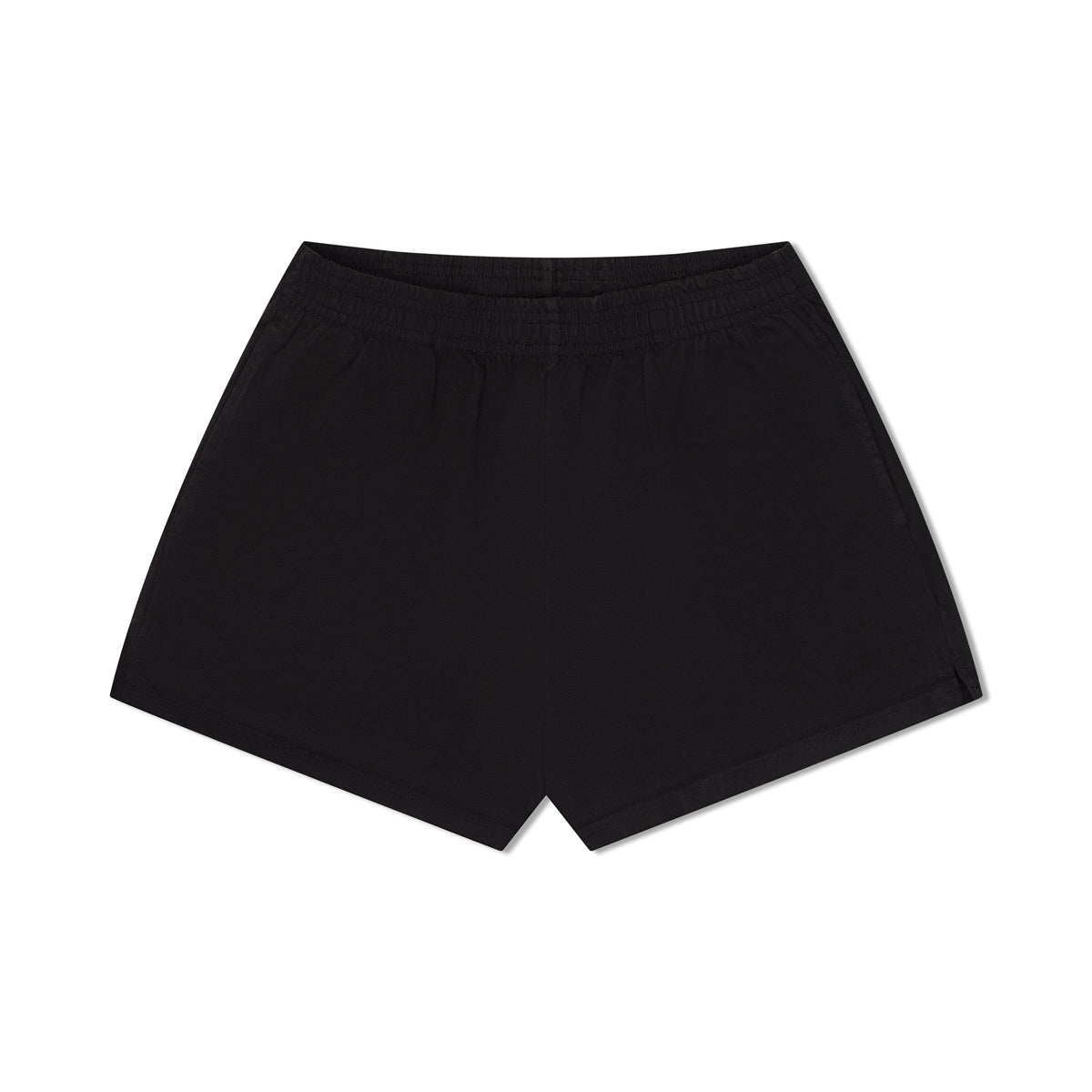 Womens B.U.M. Equipment garment dyed shorts in black, laid flat