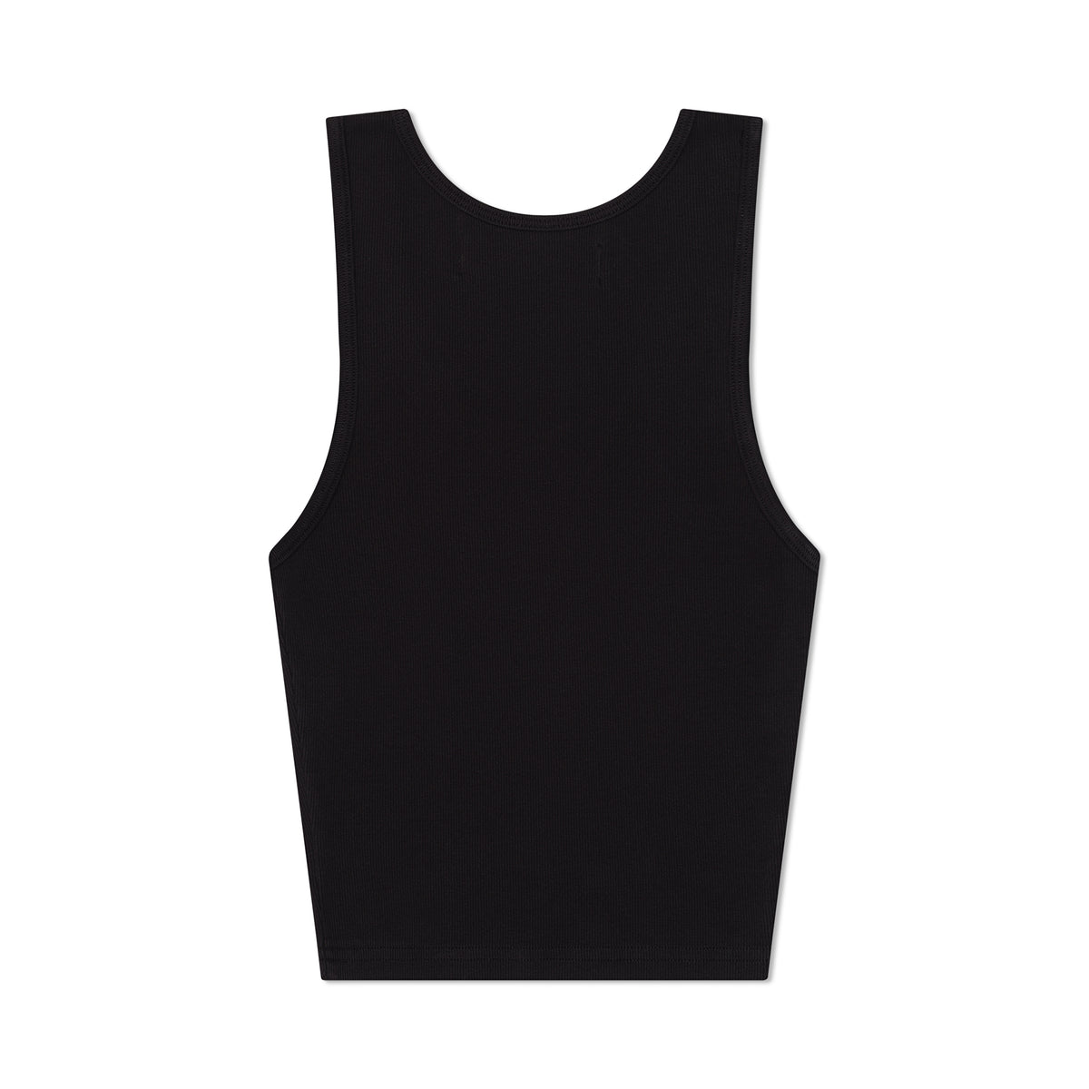 Womens B.U.M. Equipment cropped tank in black, laid flat