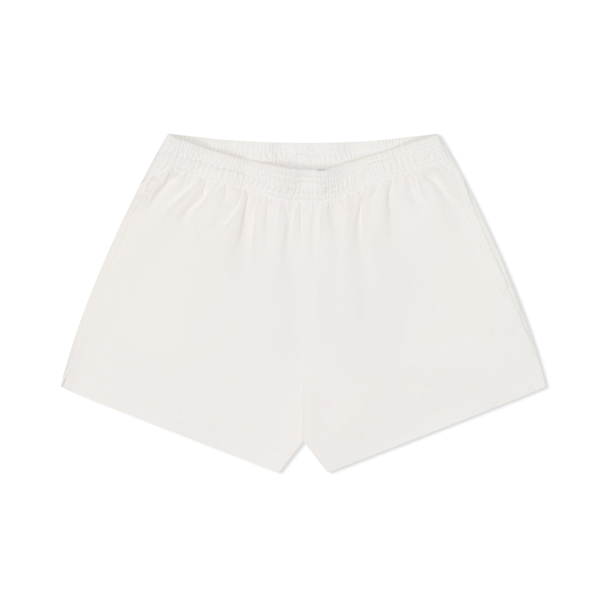 Womens B.U.M. Equipment garment dyed shorts in off-white, laid flat